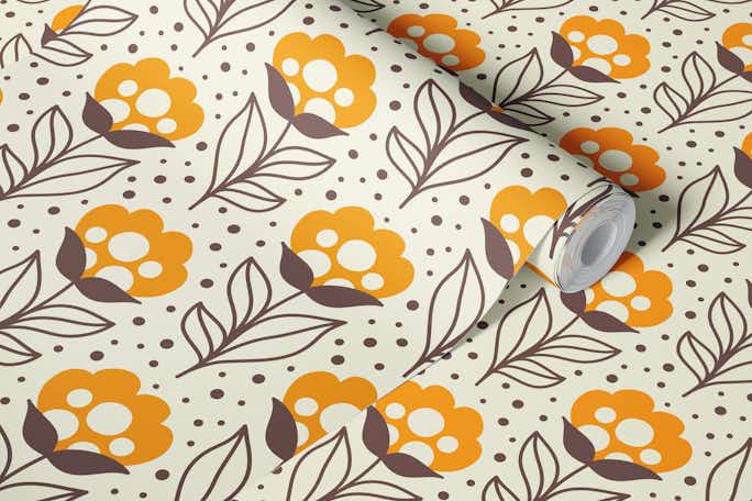 2454 - cotton buds, orangewallpaper roll