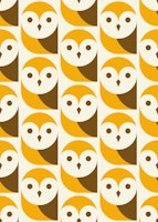 2518 - modern retro owls, yellow tapetit