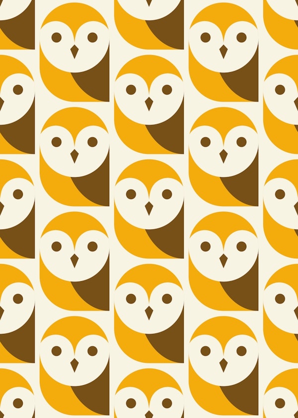 2518 - modern retro owls, yellow