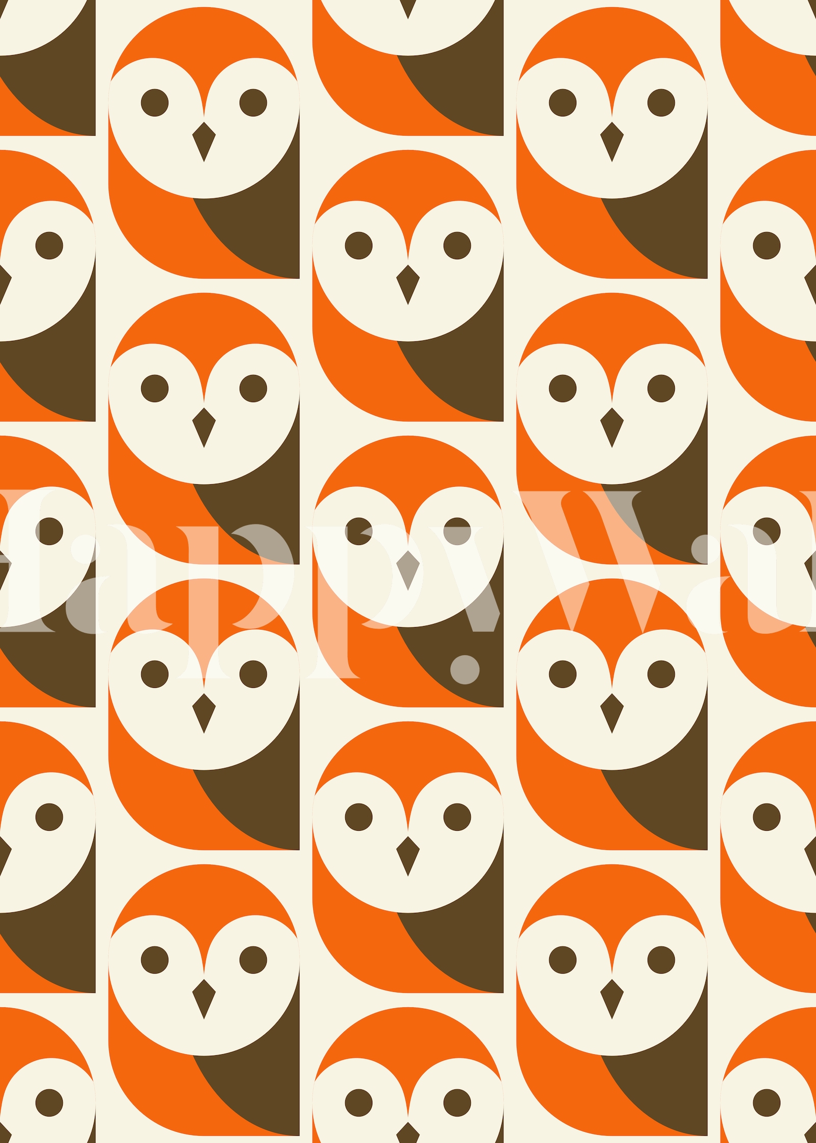 Modern Retro Owls Orange Wallpaper - Buy Online at Happywall, image size:1600x2240