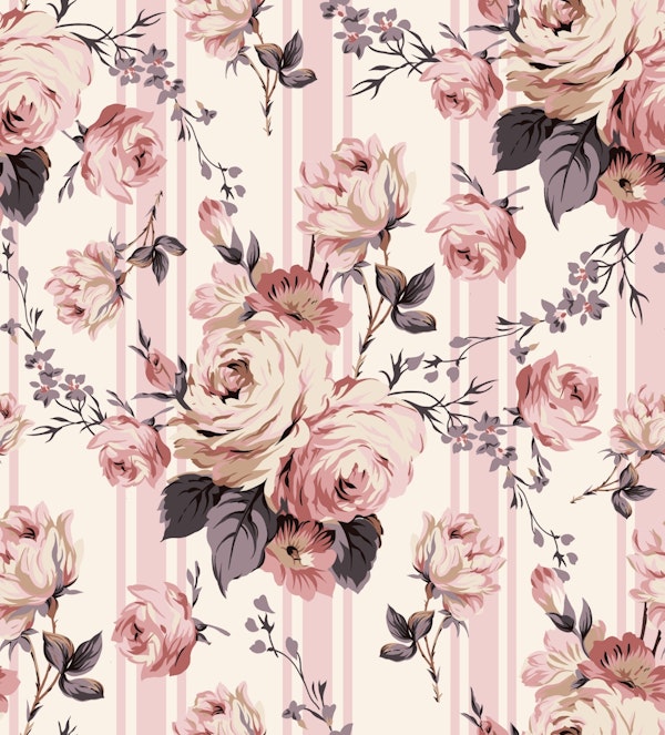 Rococo Roses And Stripes Pattern