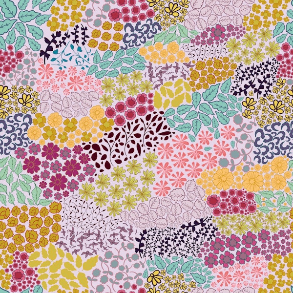 Colorful hand drawn ditsy retro