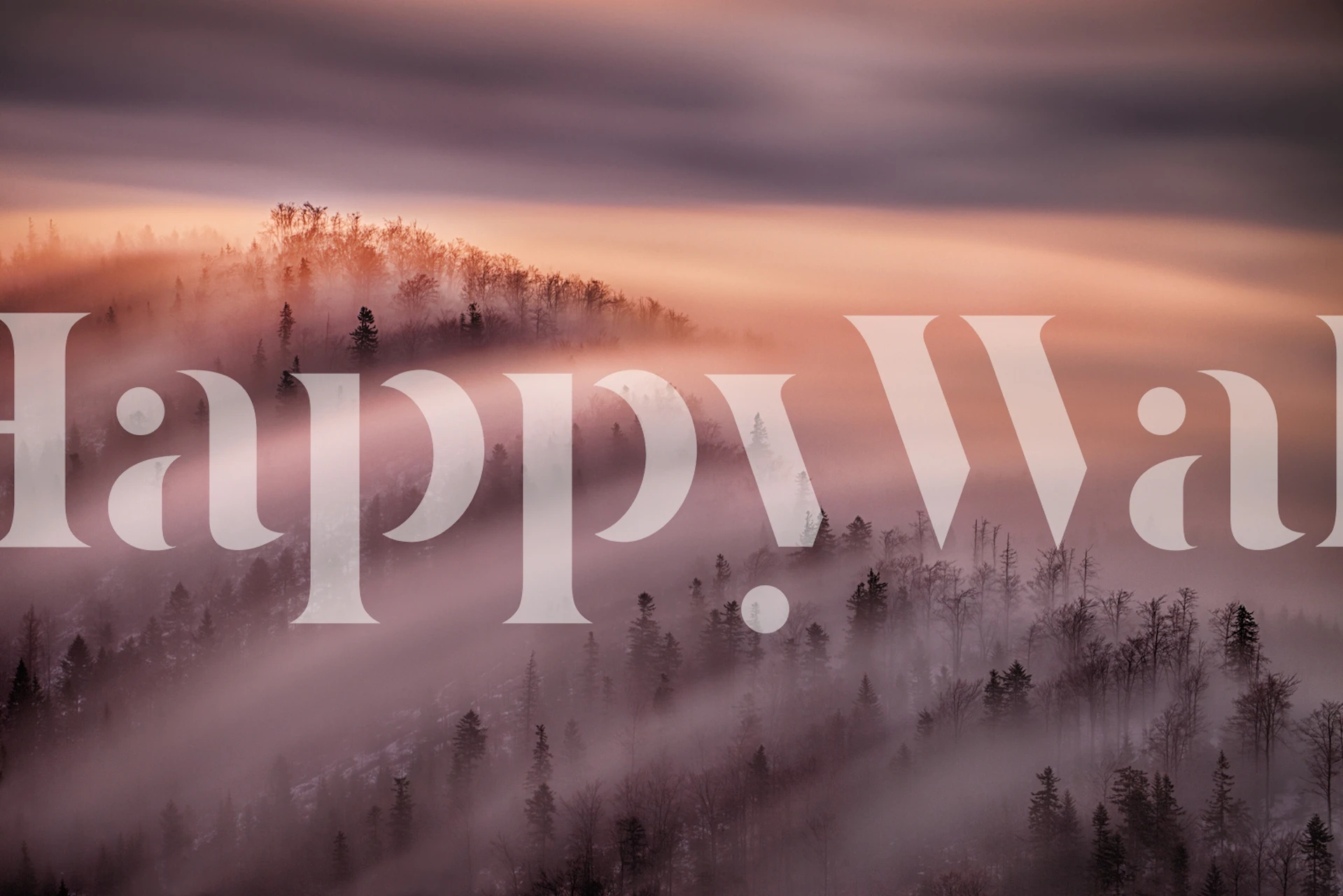 Abstract landscape with purple fog and tree silhouettes wallpaper