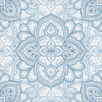 Boho Marrakesh mandala tiles - Delft Blue wallpaper