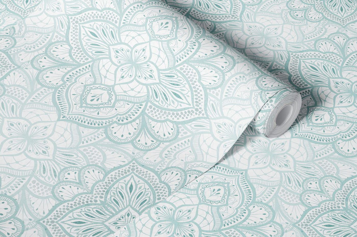 Boho Marrakesh mandala tile - Azure wallpaper roll