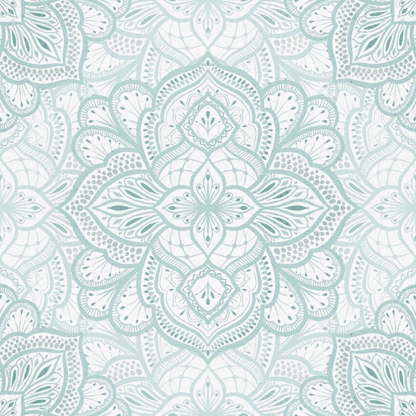 Boho Marrakesh mandala tile - Azure