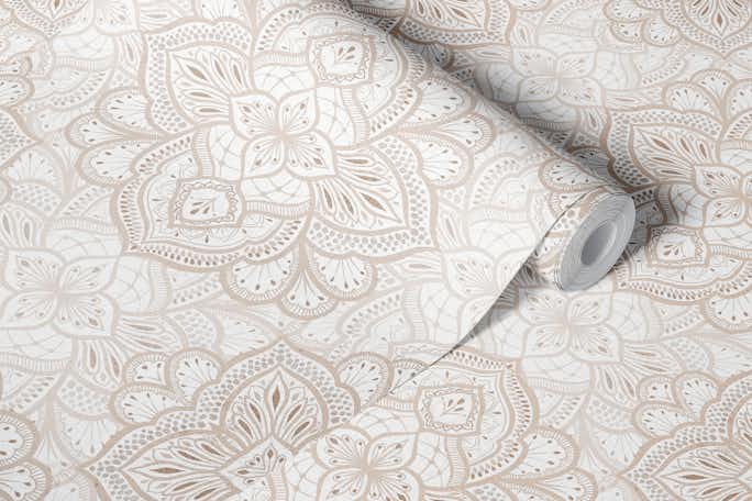 Boho Marrakesh mandala - beige creamwallpaper roll