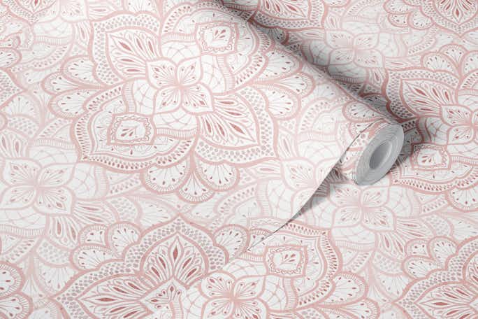 Boho Marrakesh mandala tile - blush pinkwallpaper roll