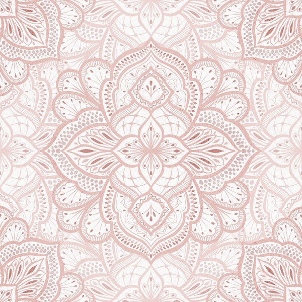 Boho Marrakesh mandala tile - blush pink