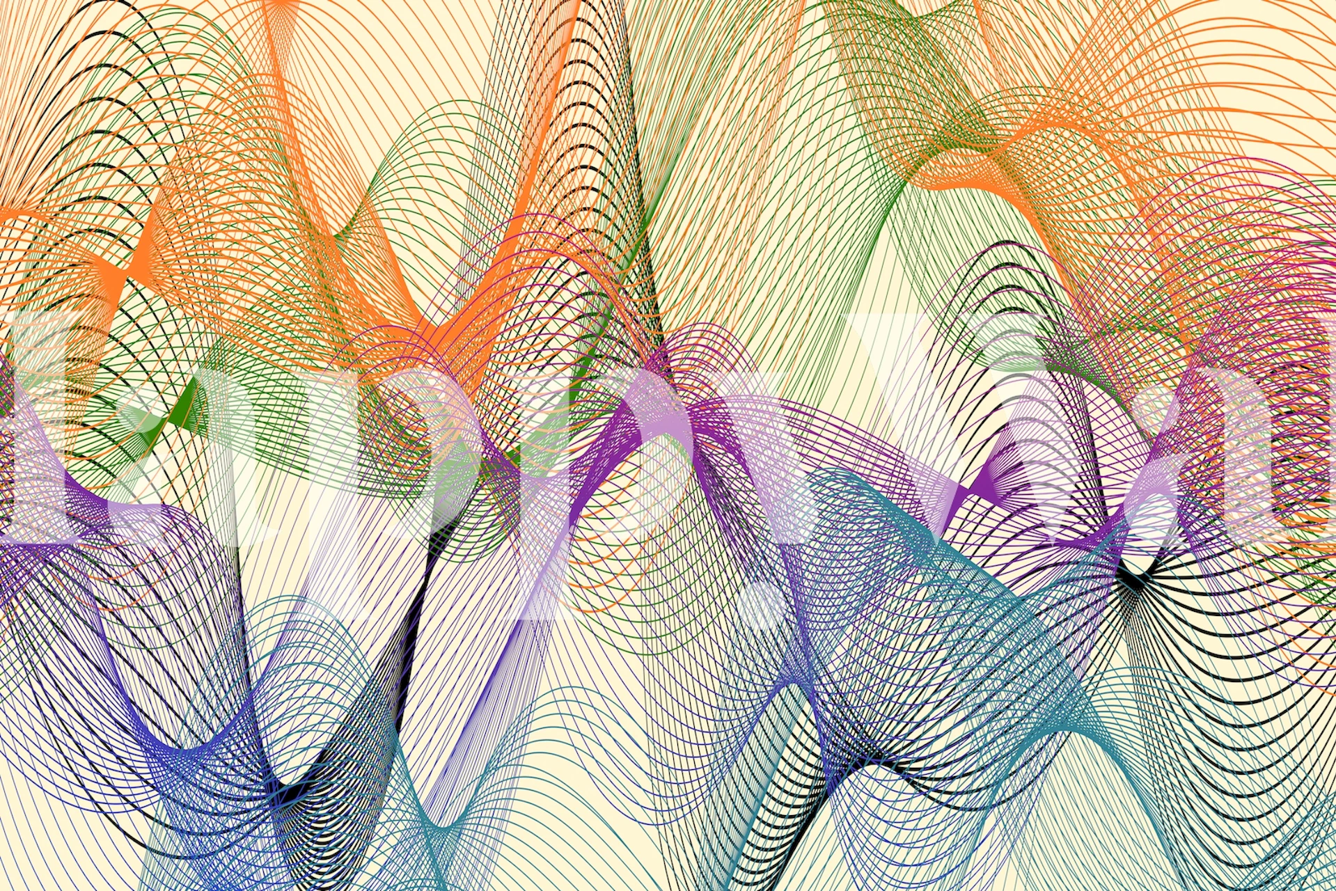Colorful abstract waves in orange, green, blue, and purple wallpaper