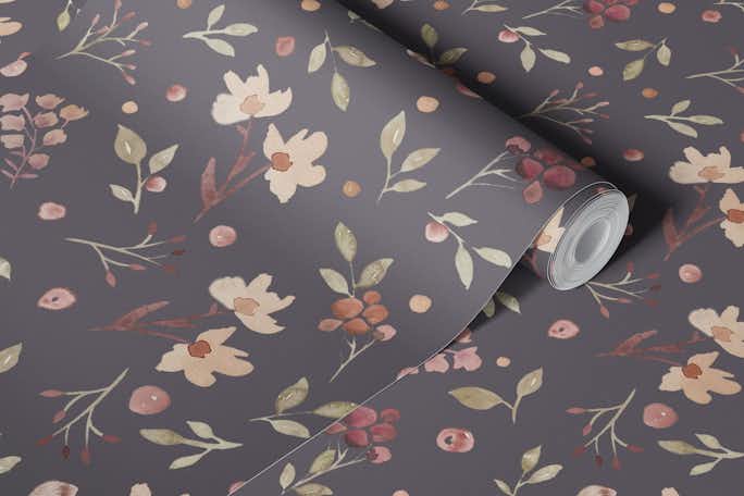Cottage Watercolor florals Cocoawallpaper roll