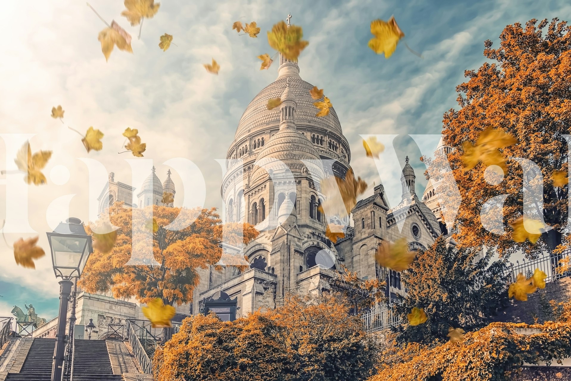 Montmartre At Fall Tapete in einem Zimmer