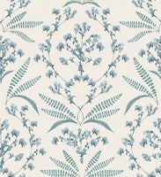 Rustic cottage floral damask cyan blue ταπετσαρία