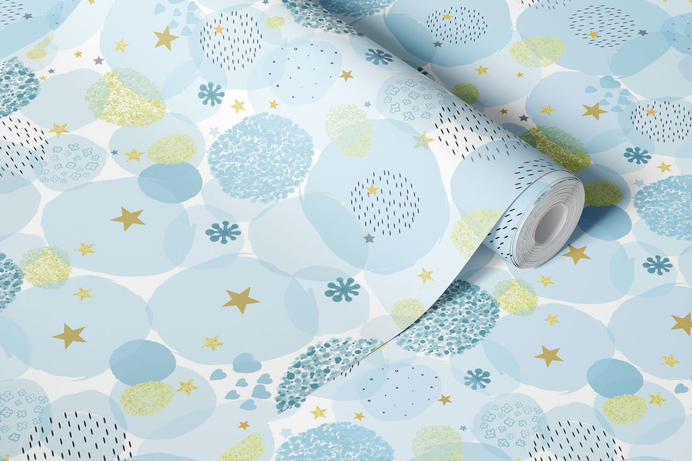 Abstract baby shower blue wallpaper roll