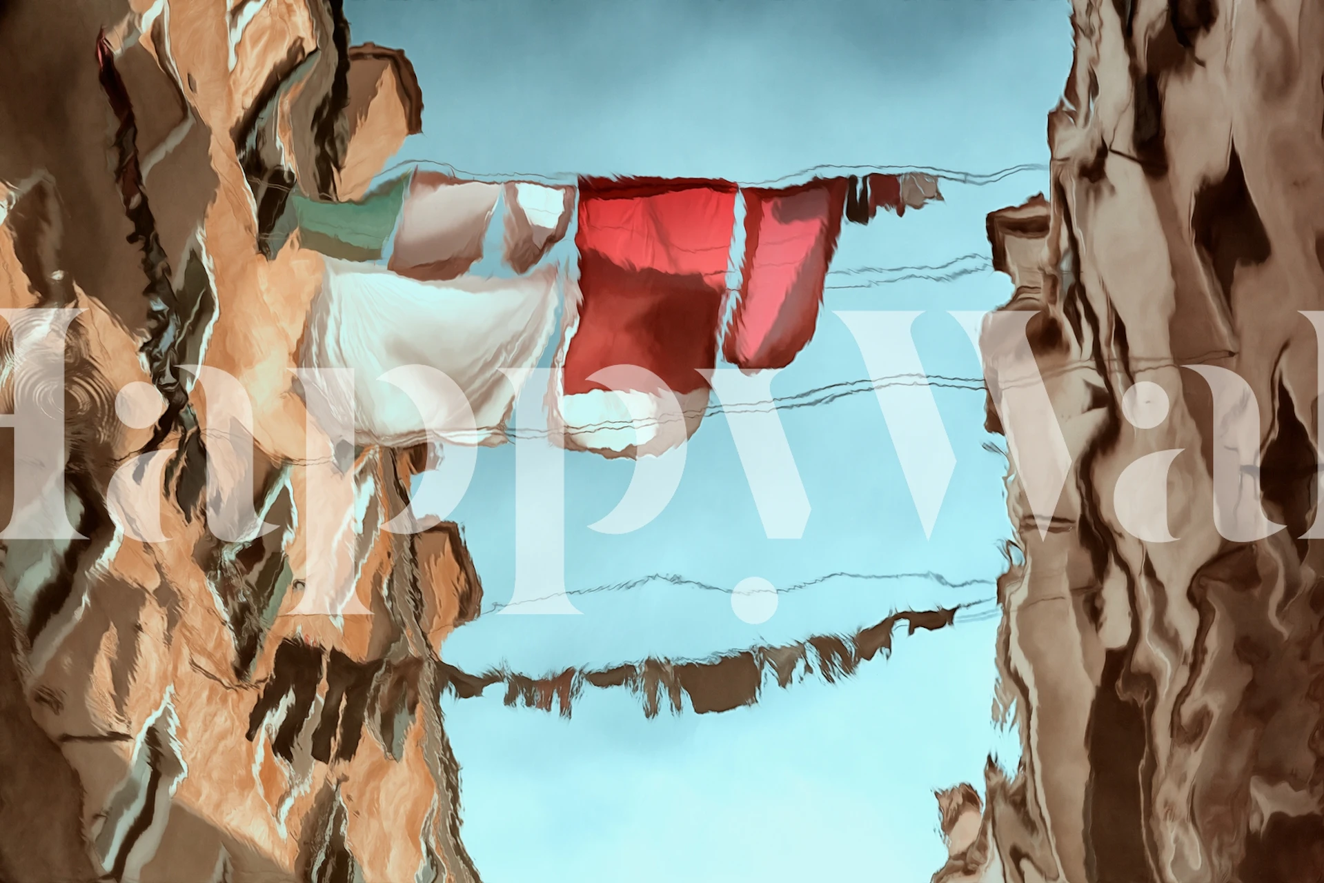 City mirror wallpaper displayed in a room