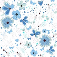 Abstract blue flowers pattern ταπετσαρία