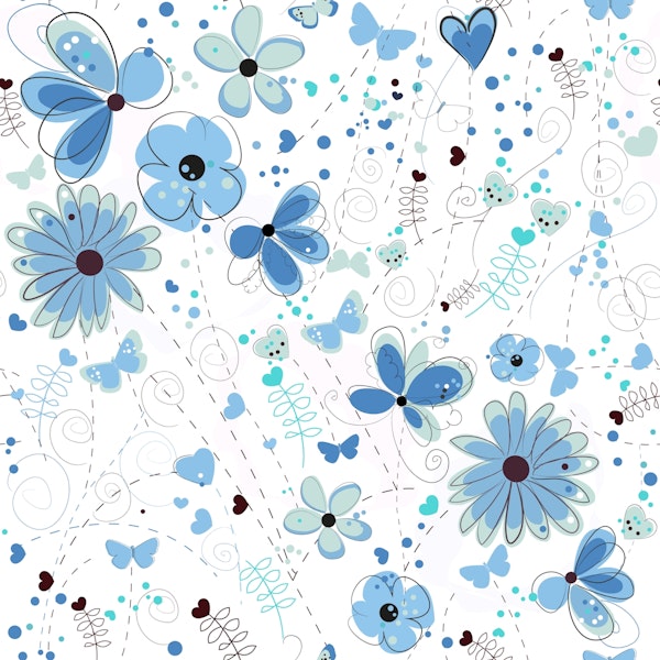 Abstract blue flowers pattern