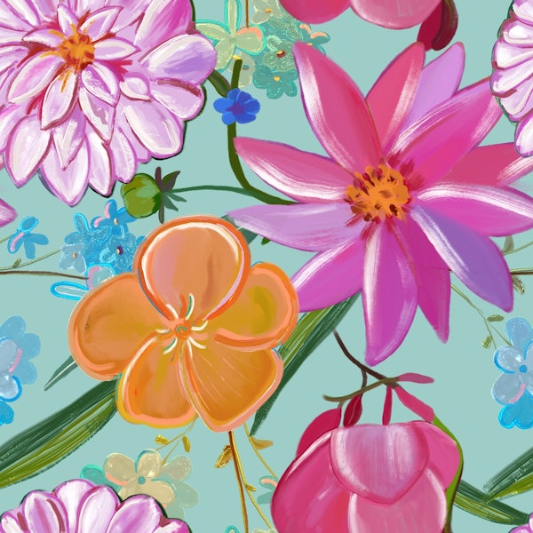 Hand drawn painting flowers