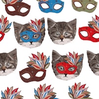 Mask and cute lovely cats pattern tapet