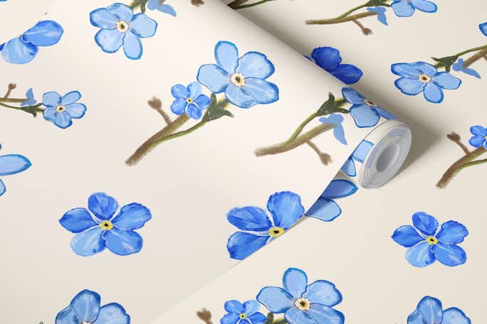 Isolated blue flowerswallpaper roll