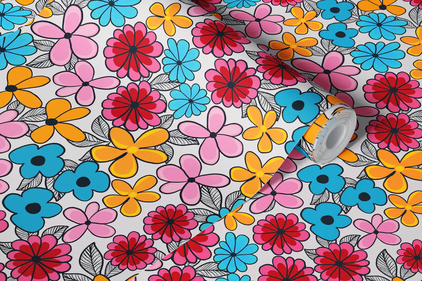 Retro Pop Floral Garden wallpaper roll
