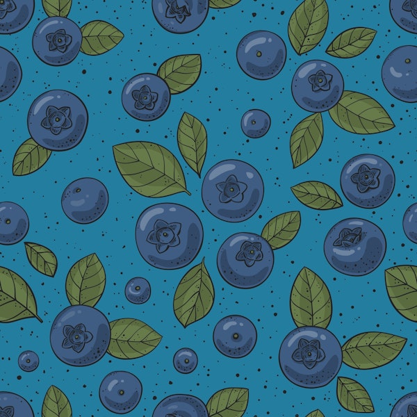 Blueberries on blue