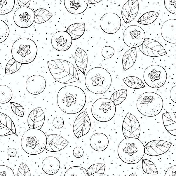 Blueberries in black and white