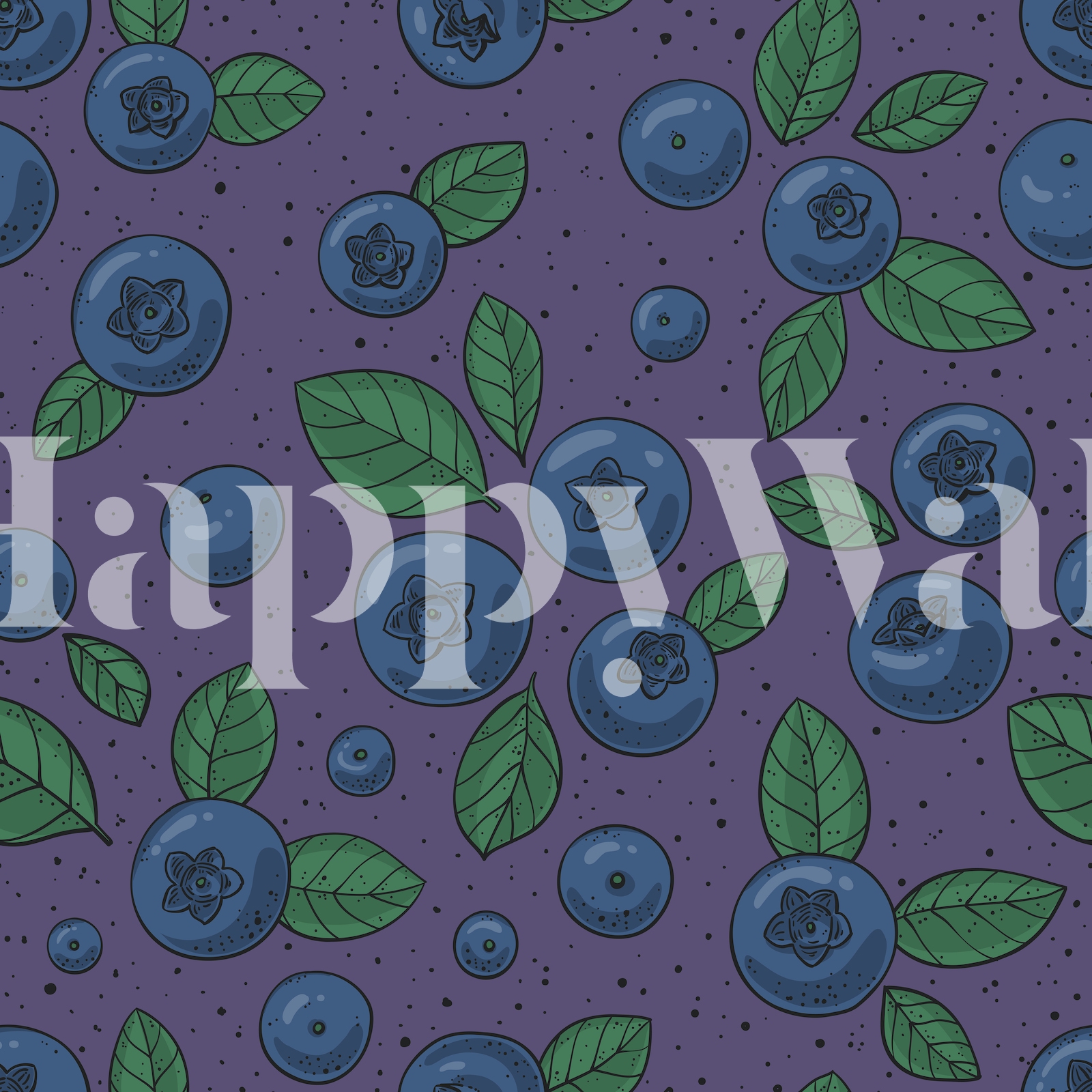 Blueberries on Dark Blue Magenta Wallpaper - Buy Online at Happywall