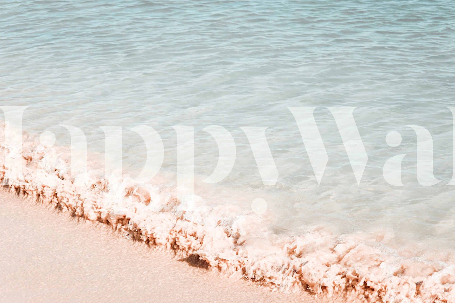 Coastal beach wallpaper showing gentle ocean waves in soft blues and sandy tones