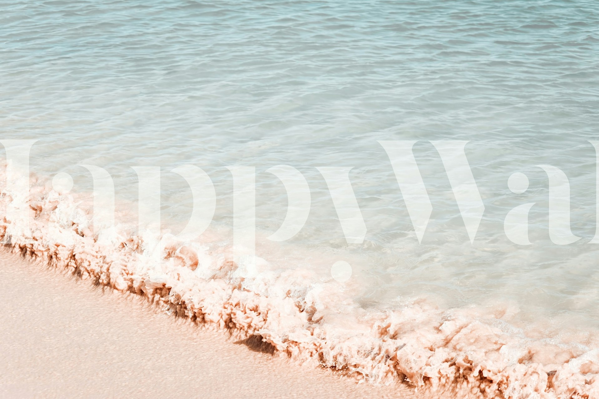 Coastal beach wallpaper showing gentle ocean waves in soft blues and sandy tones