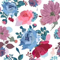 Blue and pink roses pattern ταπετσαρία