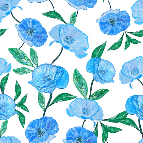 Blue poppies pattern