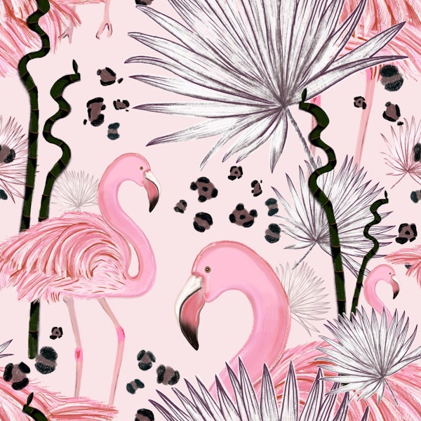 Flamingos with leopard prints