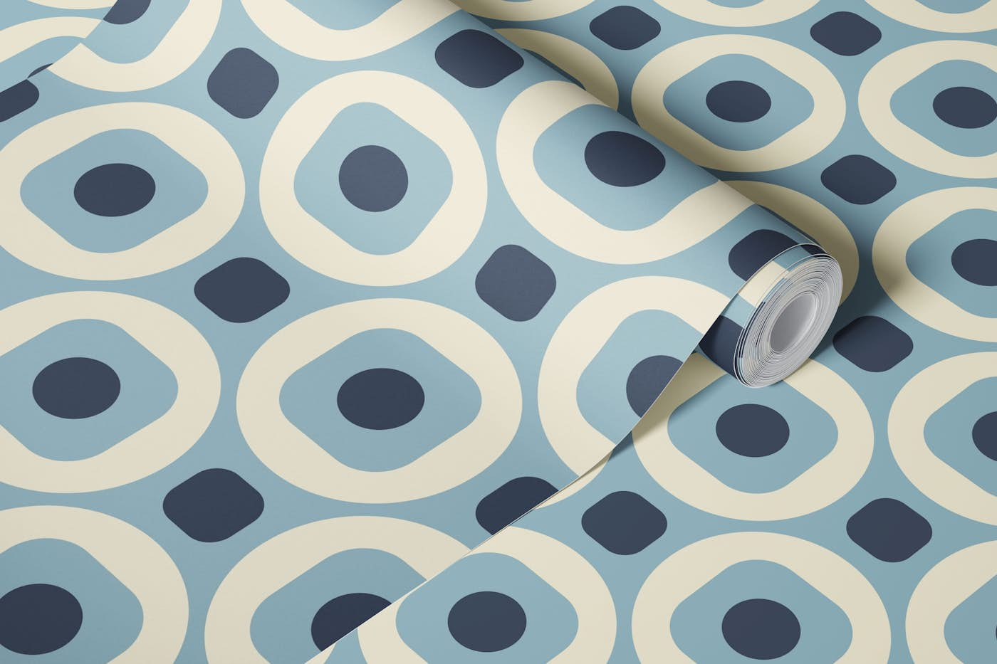 2522 G - abstract geometric pattern silver blue wallpaper roll