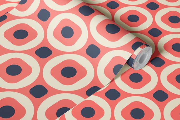 2522 H - abstract retro shapes, pinkwallpaper roll