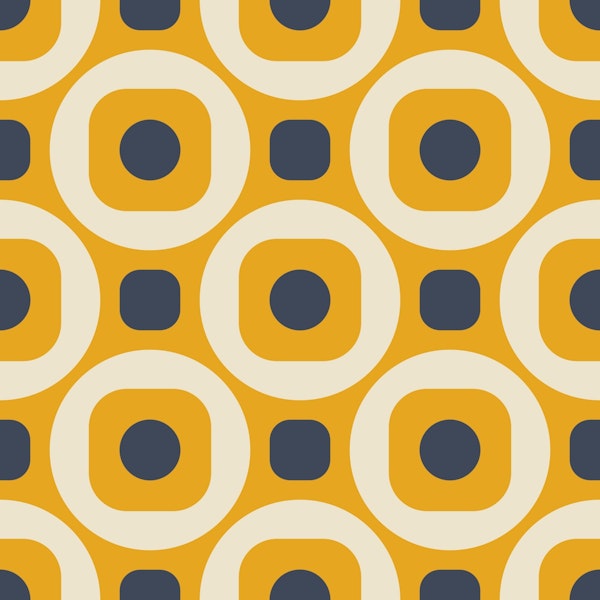 2522 J - retro geometric pattern, yellow