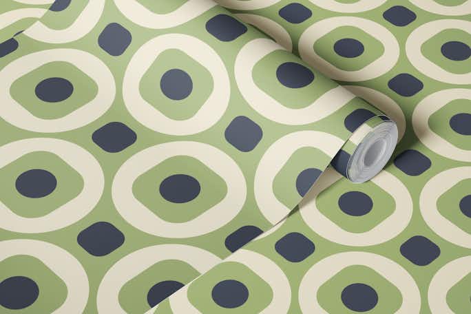 2522 K - sage green abstract retro patternwallpaper roll