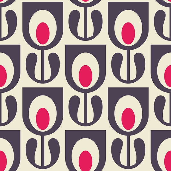 2523 D - retro tulips, red