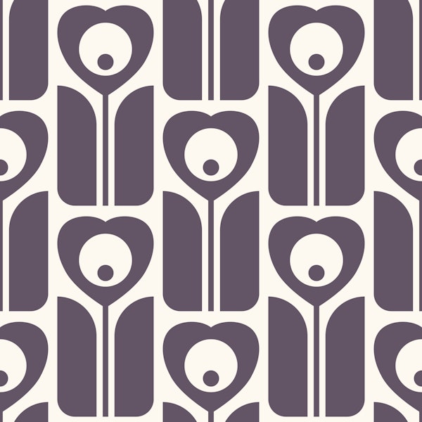 2525 C - heart flowers, retro, navy