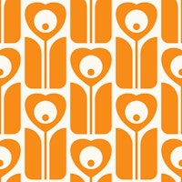 2525 D - retro flowers, orange behang