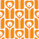 2525 D - retro flowers, orange