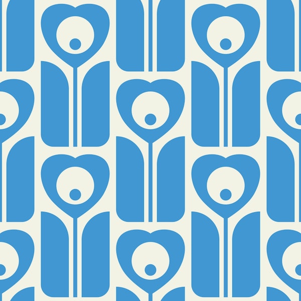 2525 E - heart shaped flower, blue