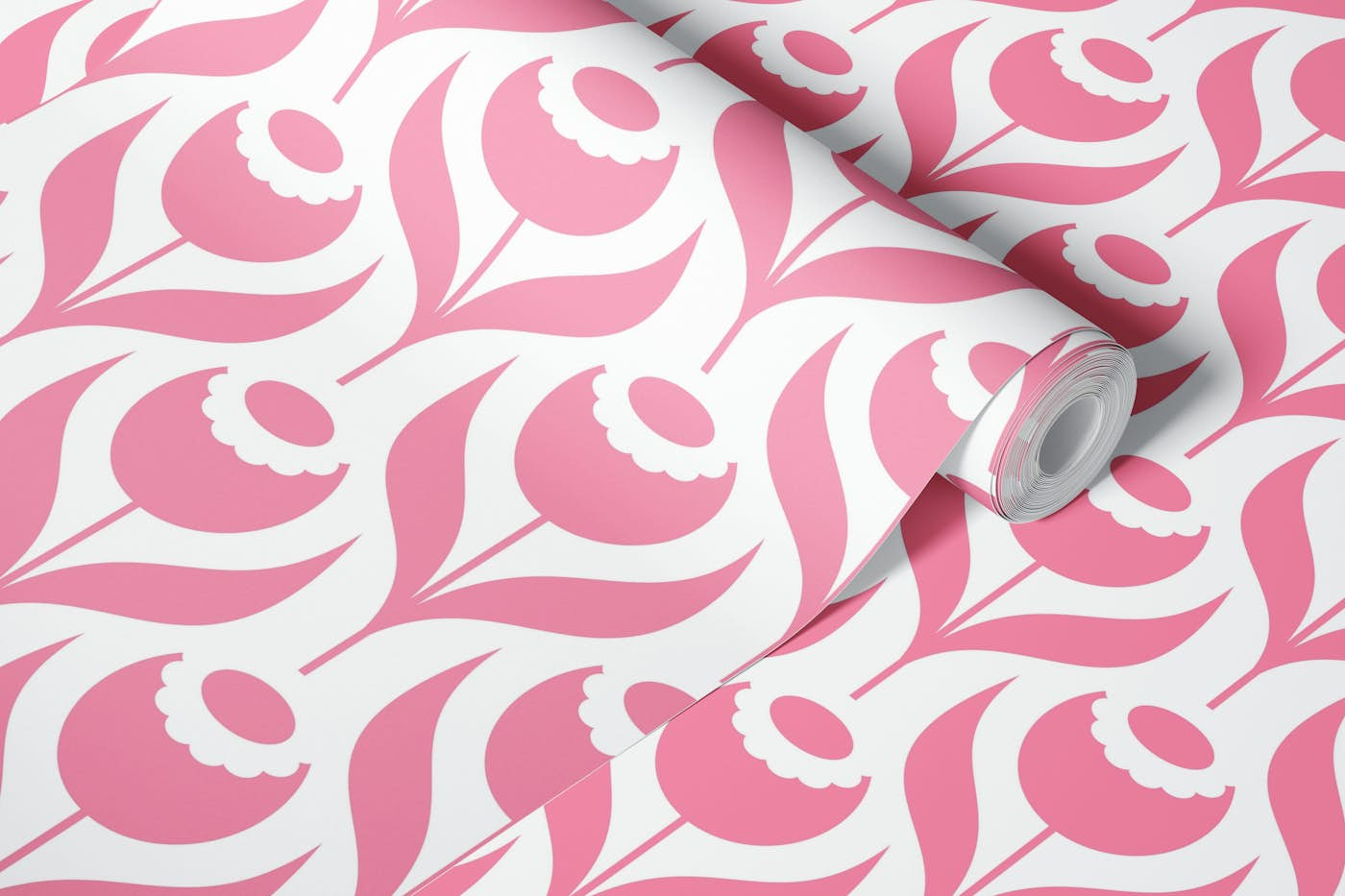 2526 F - poppy flowers pattern, pink wallpaper roll