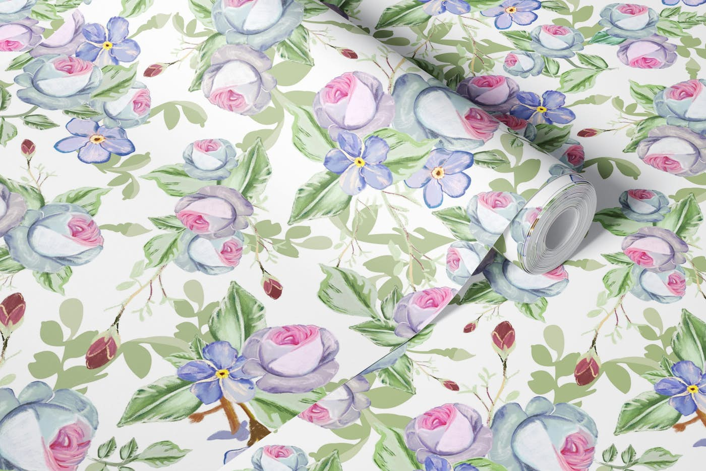 Heirloom floral pastel pattern wallpaper roll