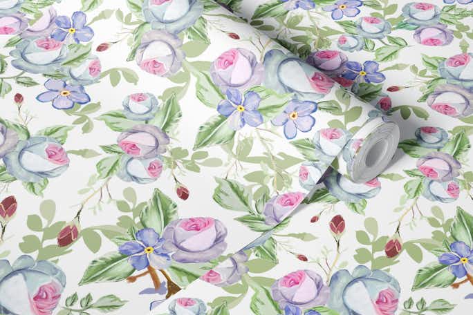 Heirloom floral pastel patternwallpaper roll