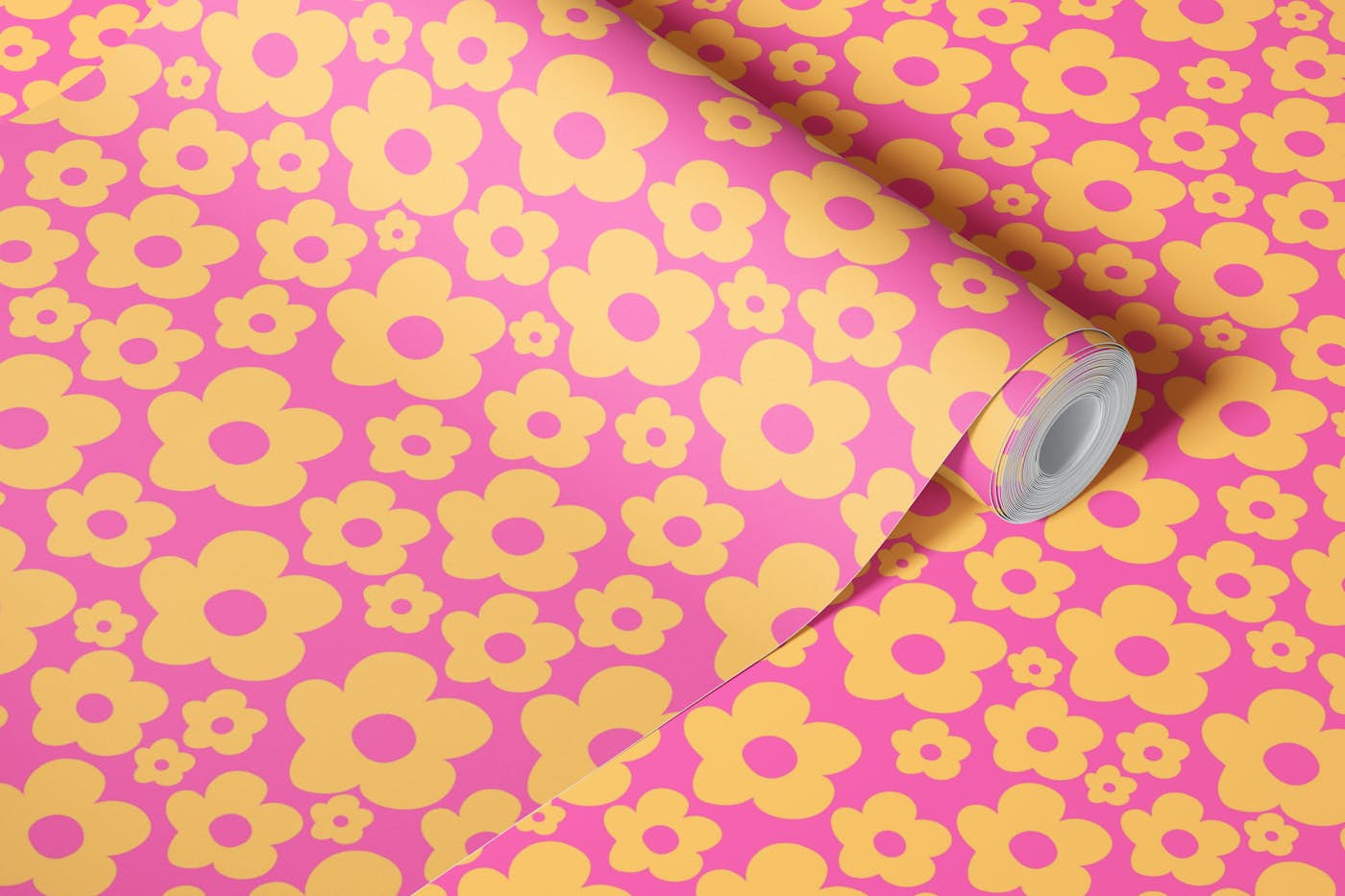 Retro Summer Daisies Pattern 7 wallpaper roll