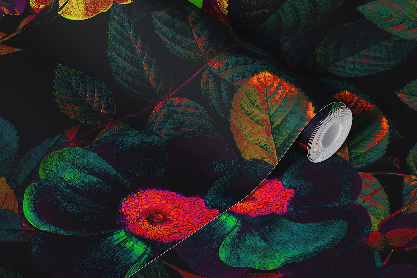 Floral Neon Garden wallpaper roll