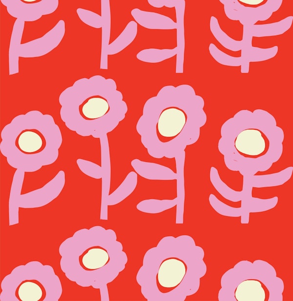 Waving Flowers Red/Lavender