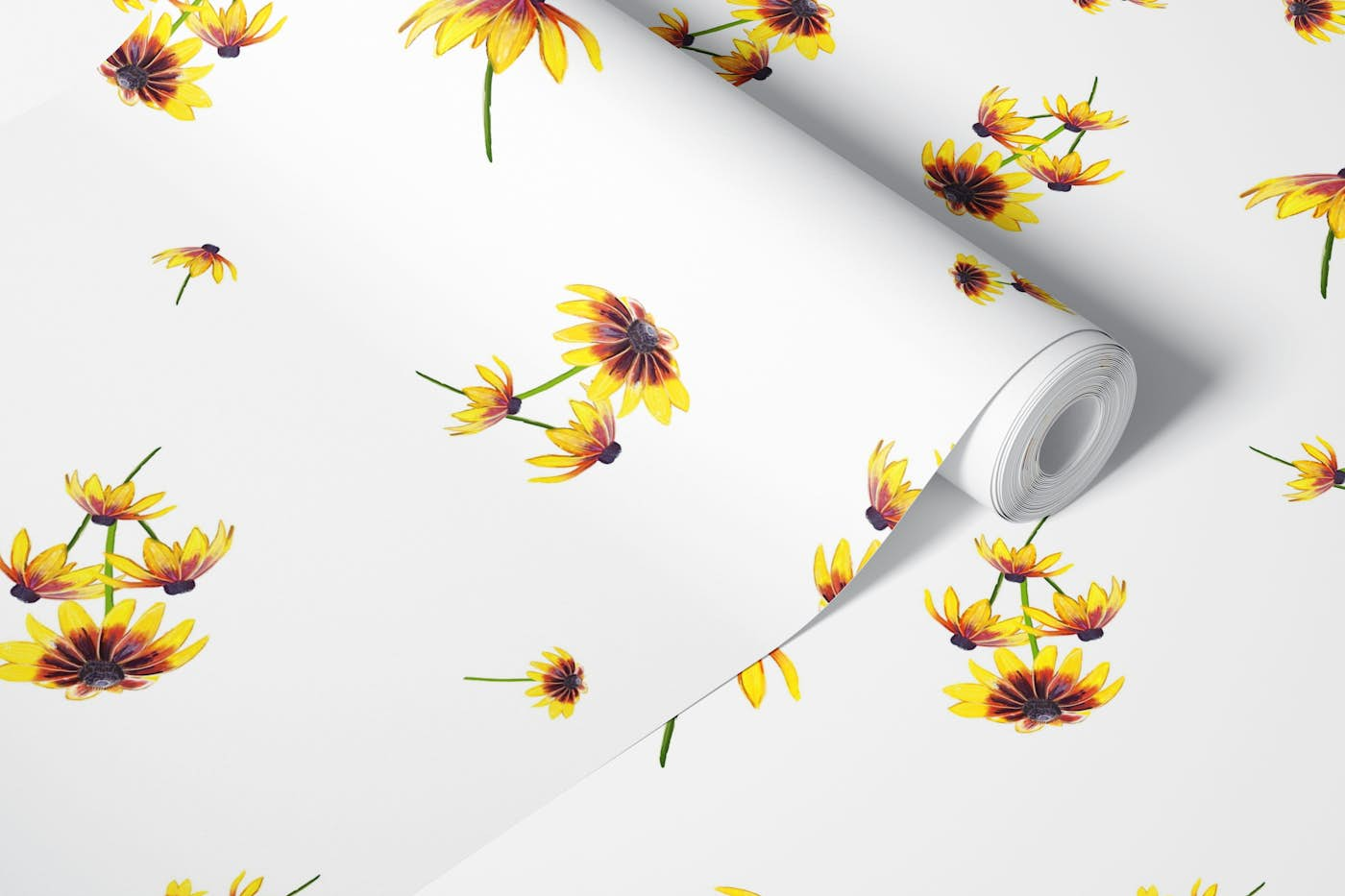 Isolated bloom black eyed susan wallpaper roll