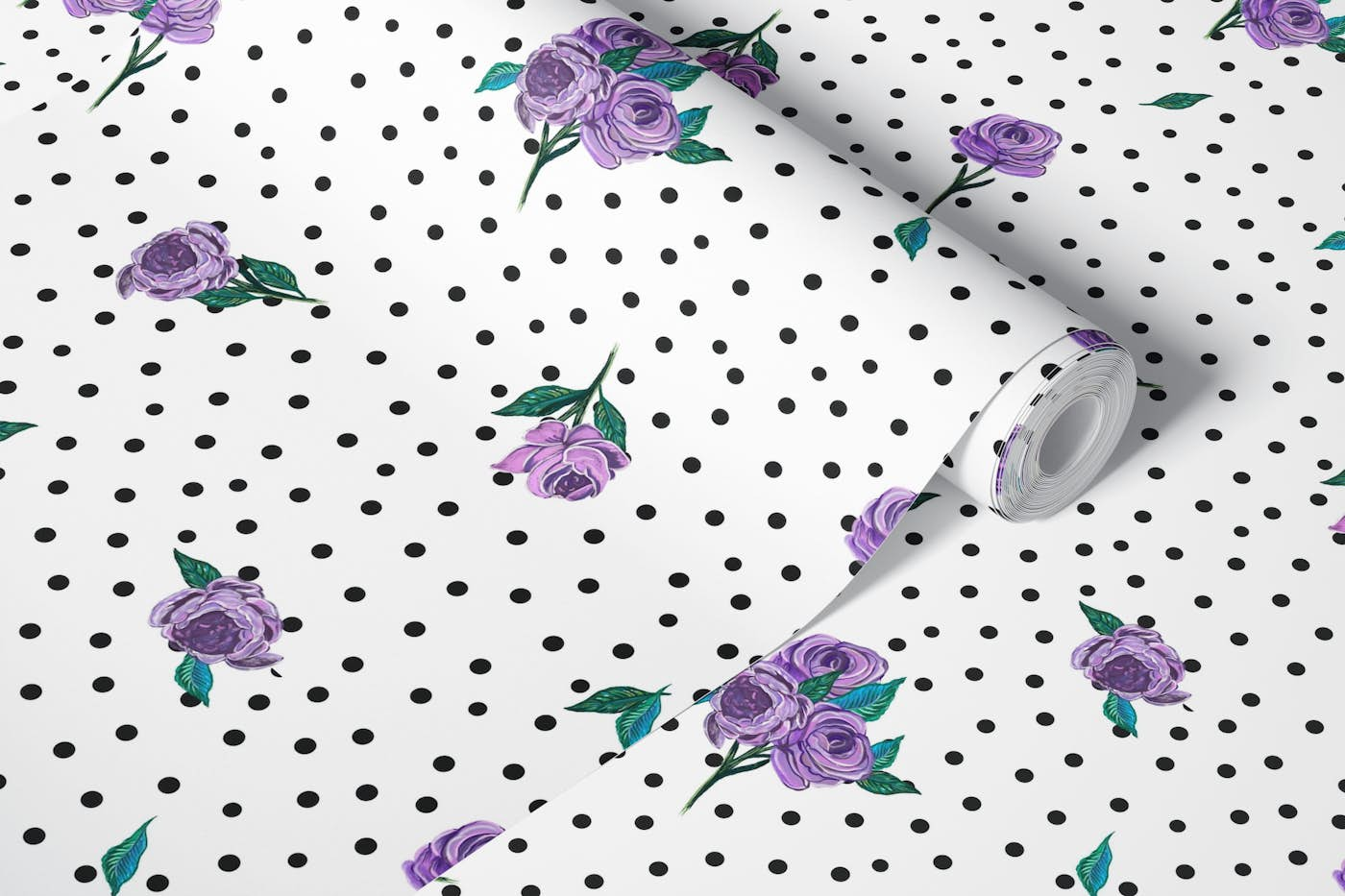 Baby doll ditsy purple roses wallpaper roll